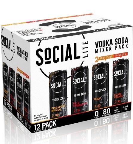 social lite vodka soda mixed pack 355 ml - 12 cans airdrie liquor delivery