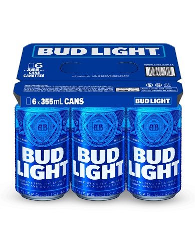 bud light 355 ml - 6 cans airdrie liquor delivery