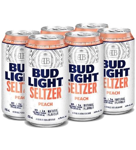 bud light seltzer peach 355 ml - 6 cans airdrie liquor delivery