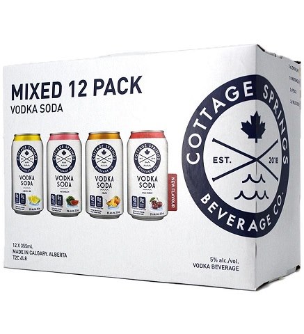 cottage springs vodka soda mixed pack 355 ml - 12 cans airdrie liquor delivery