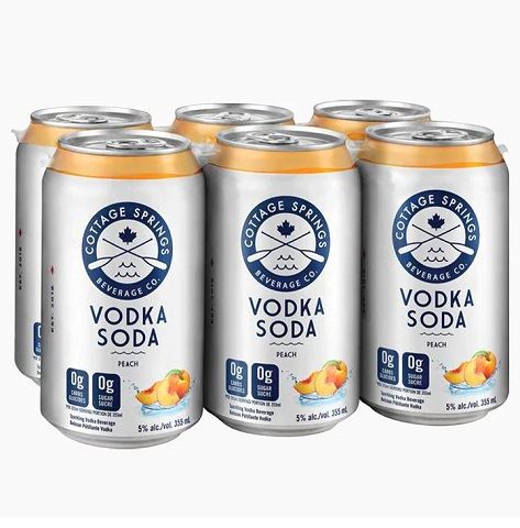 cottage springs vodka soda ontario peach 355 ml - 6 cans airdrie liquor delivery