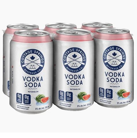 cottage springs vodka soda watermelon 355 ml - 6 cans airdrie liquor delivery