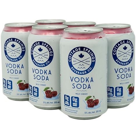  cottage springs vodka soda wild cherry 355 ml - 6 cans airdrie liquor delivery 