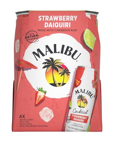 malibu strawberry daiquiri 355 ml - 4 cans airdrie liquor delivery