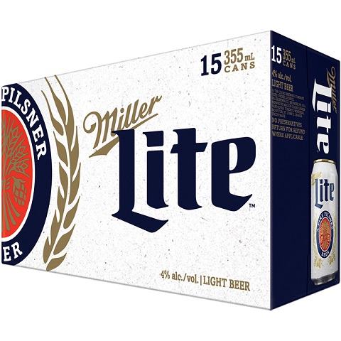 miller lite 355 ml - 15 cans airdrie liquor delivery