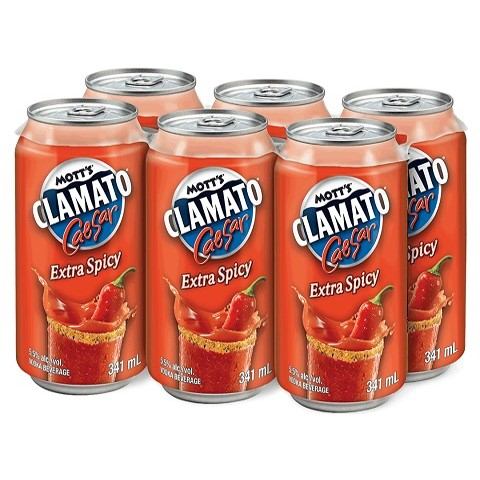 mott's clamato caesar extra spicy 341 ml - 6 cans airdrie liquor delivery