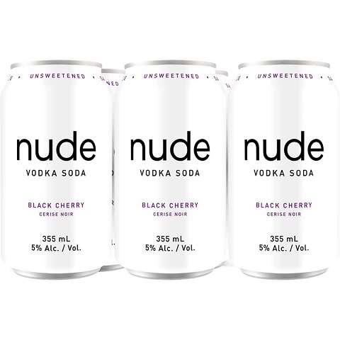 nude vodka soda black cherry 355 ml - 6 cans airdrie liquor delivery