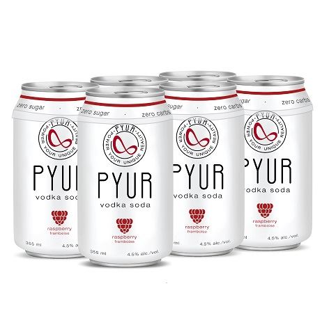 pyur vodka soda raspberry 355 ml - 6 cans airdrie liquor delivery