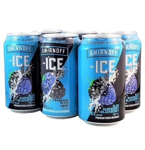 smirnoff ice blue raspberry blackberry 355 ml - 6 cans airdrie liquor delivery