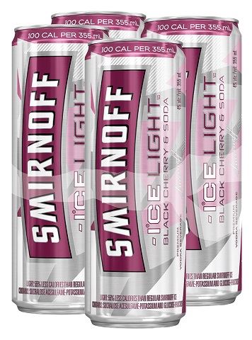 smirnoff ice light black cherry & soda 355 ml - 4 cans airdrie liquor delivery