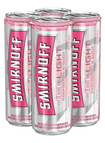 smirnoff ice light raspberry & soda 355 ml - 4 cans airdrie liquor delivery