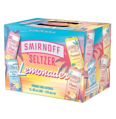 smirnoff seltzer lemonade variety pack 355 ml - 12 cans airdrie liquor delivery