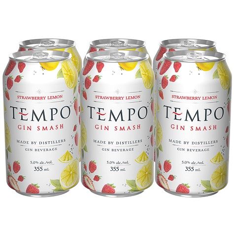 tempo gin smash strawberry lemon 355 ml - 6 cans airdrie liquor delivery