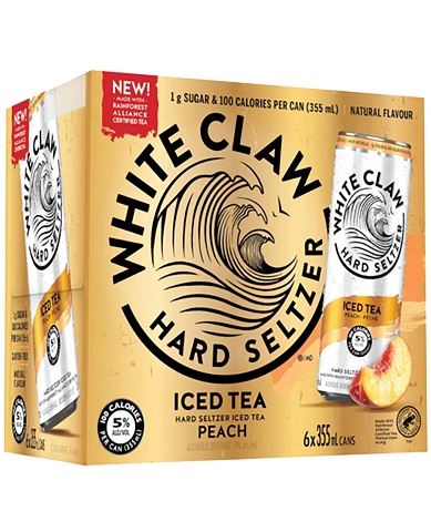  white claw iced tea peach 355 ml - 6 cans airdrie liquor delivery 